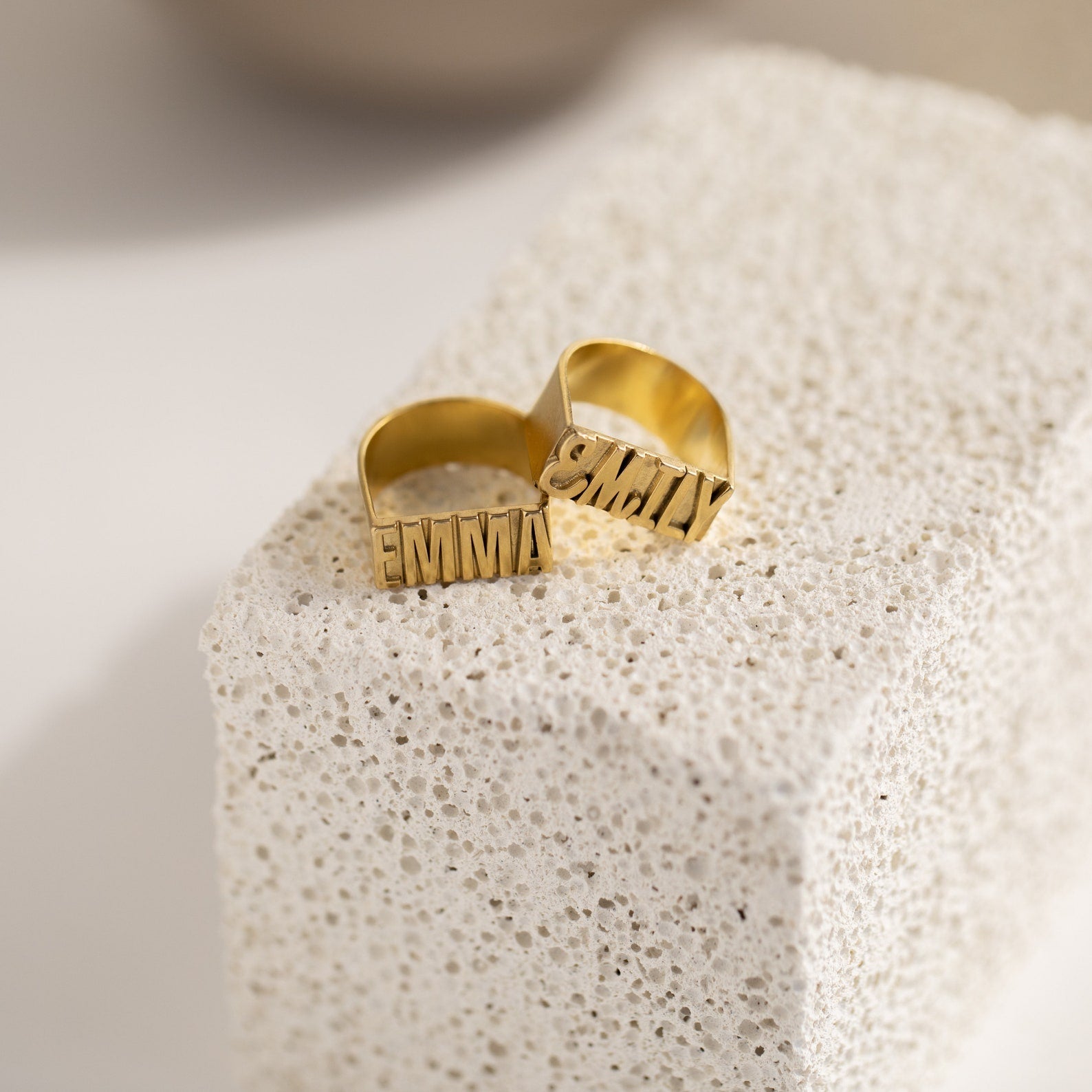 Make a Statement with Our Personalized Bold Name Ring 18K Gold